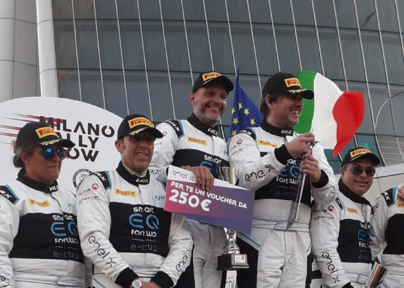 Prize-giving at the Smart EQ ForTwo E-Cup
