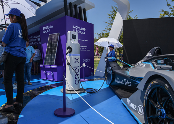 Enel X charging station charging a Formula E single-seater