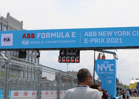 Detalle de la pista de carreras de la Fórmula E en Nueva York