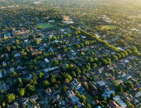Vista aerea di una città