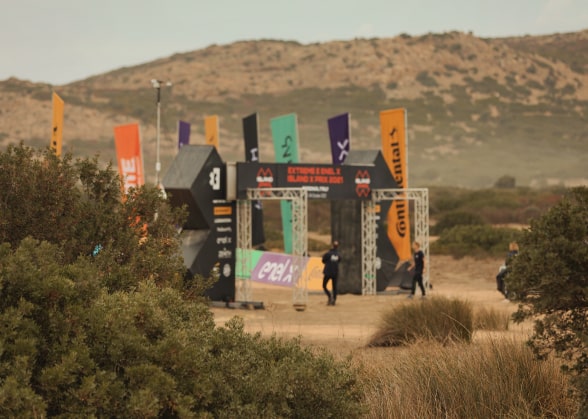 Desert landscape during a race in the Extreme E championship